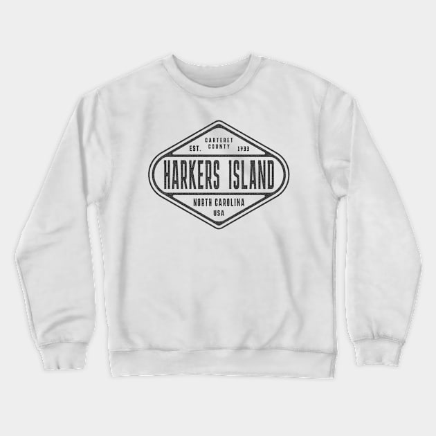 Harkers Island, NC Summertime Weathered Sign Crewneck Sweatshirt by Contentarama